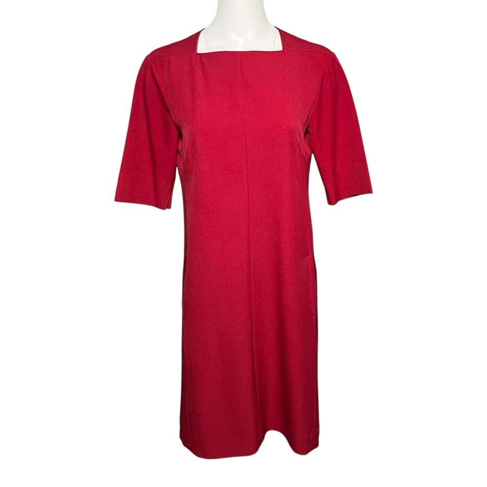 MM Lafleur Cherry-Red Square Neck Midi Dress